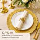 Gold Charger Plates Bulk 10Pcs - 13" Elegant Gold Plastic Chargers for Dinner Plates, Wedding & Event Decorative Charger Plates Set