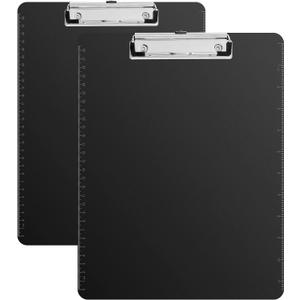 Amazon Basics Plastic Clipboards, Low Profile Clip, Clipboard for Classrooms, Office, Restaurants, Doctor Offices, 2-Pack, Black
