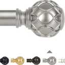 Silver Adjustable Curtain Rods for Windows:18-45 Inch Farmhouse Heavy Duty Curtain Rod for Bedroom Living Room,Boho Decorative Rustic Drapery Rods with Vintage Coastal Finial,Antique Silver