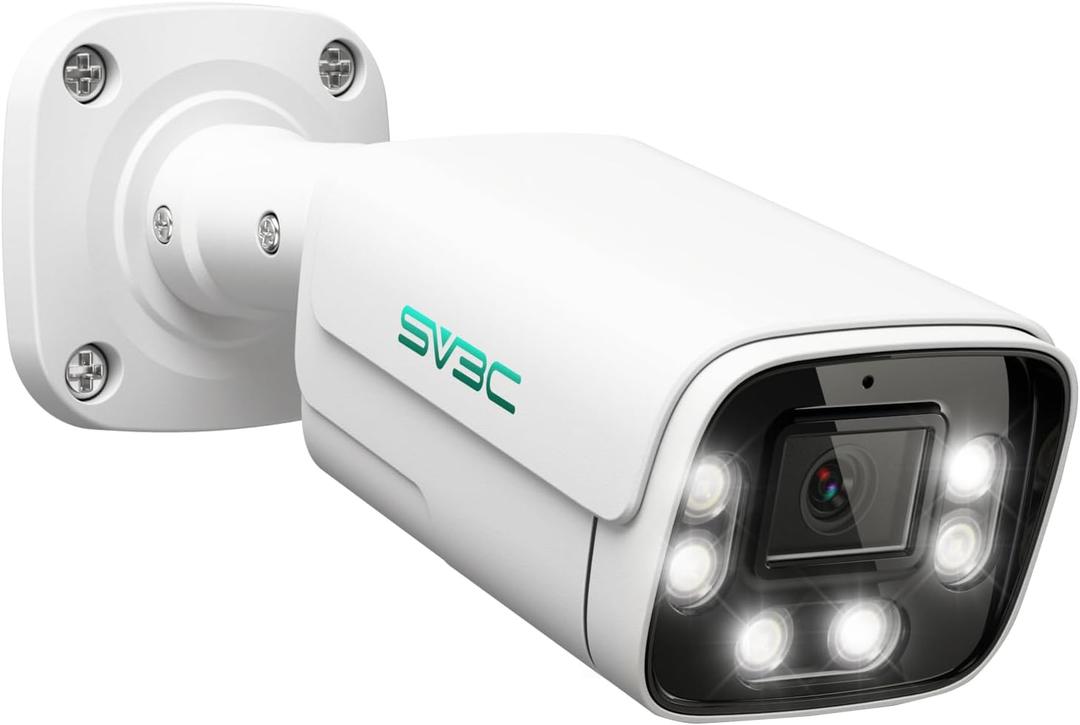 SV3C 4K POE IP Camera Outdoor, 8MP POE Security Camera with 120Wide Angle, Smart Motion Detection, IR/Color Night Vision, Two-Way Audio, Metal Shell, RTSP, SD Card Record, Onvif Conformant(Wired) (A02)