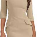 RUMIA Womens Fall Dress Crew Neck 3/4 Sleeve Bodycon Party Club Mini Dresses L
