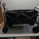 Collapsible Folding Beach Wagon,Utility Grocery Wagons Carts Foldable with Wheels for Sand Camping Sports Shopping Outdoor. (Black)