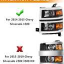 Headlights Assembly for 2014-2015 Chevy Silverado 1500 Halogen Head Light Headlamp Replacement Driver &Passenger Side, Chrome Housing Black Inner Amber Corner