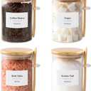 TIPGO Sugar Jar Bath Salt Container  17 oz Glass Jar with Bamboo Lid and Spoon, Sugar Cube Holder and Canister for Countertop, Glass Containers for Coffee Beans, Tea and Overnight Oats (4 Pack)