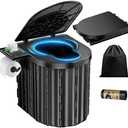 Portable Toilet, Upgraded 15'' toilet With Removable Paper Holder, Camping Toilet With A Load Capacity Of 450 Lbs, Portable Potty for Camping, Hiking, Road Trip, Car, RV, Tent, Beach, Truck Drivers
