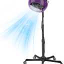 Professional Ionic Hooded Hair Dryer 1875W, Adjustable Standing Salon Bonnet Dryer on Wheels, 3 Heat Settings, Quick Shut-Off, Rolling Hair Steamer Machine for Deep Conditioning & Hair Coloring,Purple