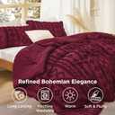 Bedsure Tufted Boho Comforter Set Twin Size - Burgundy Boho Bed Set, GentleSoft™ 2 Pieces Farmhouse-Style Embroidery Bedding, Gifts for Woman, Soft Jacquard Kids' Twin Comforter for All Seasons