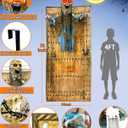 [ Hanging Door Design ] 76'' Halloween Outdoor Decorations Animatronic Zombie Ghost with Light Up Red Eye Shake Effect, Creepy Sound Activated Halloween Posable Haunted House Prop for Front Door Decor