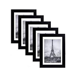 5x7 Picture Frame Set of 5, Display Pictures 5x7 with Mat, Wall Gallery Photo Frames, Multi Photo Frames Collage for Wall Mounting Display, Black