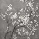 ART.COM Wall Art Print White Cherry Blossoms I on Grey Crop by Danhui Nai, 16" x 16"
