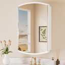 Keonjinn Matte White Medicine Cabinet with Mirror 20x 30 Inch, Metal Framed
