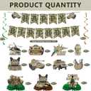 Army Birthday Party Decorations Include Camo Happy Birthday Banners Hanging Swirls Honeycomb Centerpieces Military Birthday Theme Party Supplies