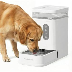Gardner Pet 1.7 Gallon Automatic Dog Water Bowl Dispenser 6.5L Gravity Water Feeder with Stainless Steel Bowl & Maifan Stone Filter, BPA-Free for for Cats and Dogs (White, 1.7 Gallon)