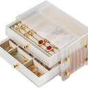 Jewelry Box Organizer with Acrylic Lid, 2-Layer Jewelry Storage, with 2 Drawers, Modern Style, Gift for Women, 9 x 5.4 x 4.6 Inches,Organizer for Earring, Ring, Necklace, Bracelets