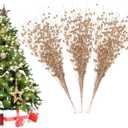 Christmas Artificial Glitter Berry Stem Decorations Decorative Bead Sticks Xmas Picks Glittery Twigs Branches for Christmas Tree Wreath Gift Vase Decor Party Ornaments Champagne 24 PCS