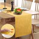 Waterproof Wipeable Farmhouse Table Runner, Dresser Runner, Rustic for Kitchen, Bedroom, Living Room, Indoor and Outdoor (60'', Mustard Yellow) (60''(Fits Length 37''-44'' Table))