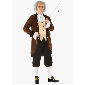 Morph Benjamin Franklin Costume With Wig Founding Fathers Costume Adult Colonial Outfit Men Ben Franklin Outfit Men, Size XL 