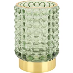 DASITON Makeup Brush Holder Organizer, Crystal Cosmetic Make Up Brush Holder, Glass Makeup Brushes Storage Organizer, Vintage Make Up Cup Desk Pen Pencil Holder, Toothbrush Holders (Green L)