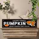 Rustic Freshly Baked Pumpkin Metal Sign - Autumn Pumpkins Pie Decorative Sign - 16x4 Inch, Vintage Style Sign for Kitchen, Cafe, Bar, Porch, Farmhouse Decor, Thanksgiving Day Decor