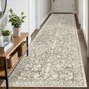 Vintage Runner Rugs for Hallway 3x10, Beige Taupe Washable Long Hallway Runner Rug Non Slip, Super Soft Kitchen Runner Rug, Print Faux Wool Floral Thin Carpet Runner for Entryway Bedroom