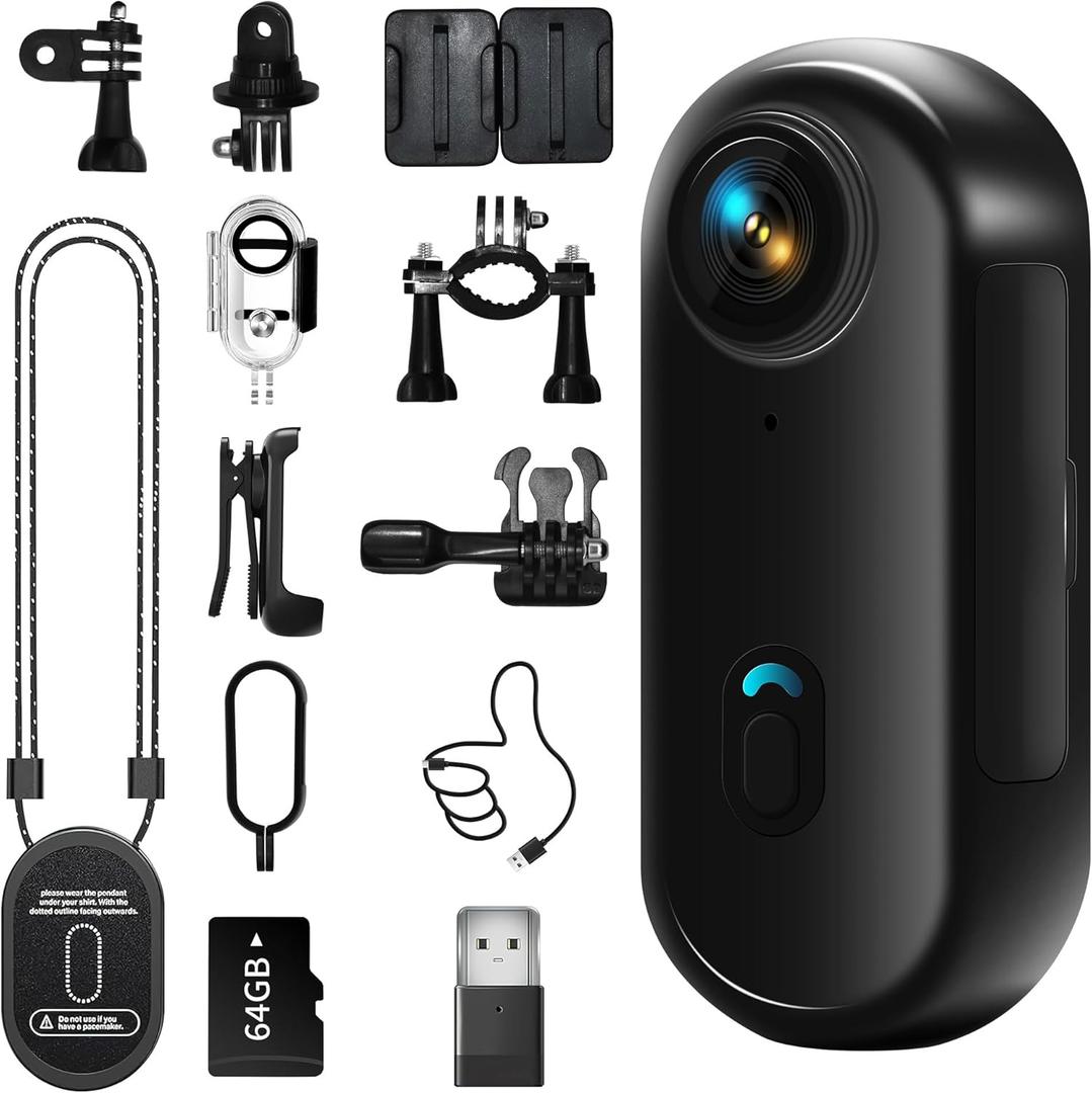 4K Mini Body Camera, Wearable Action Body Cam, Sports Action CameraThumb Size Hands-Free Recording Body Worn Camera, Premium Portable Camcorder Mount Anywhere for Work, Travel,Fishing, Pet Walking