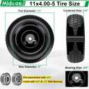 2 Pcs 11x4.00-5 Lawn Mower Tires Flat Free and Wheel, Universal Smooth Solid 11x4-5 Zero Turn Mowers Front Tires With 3/4" 5/8" 1/2" Ball Bearings, 3.4"-5.6" Centered Hub, For Residential & Commercial
