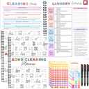 AmazingSpark 3 Pack Planner Set, Cleaning Schedule and Checklist Organizer Notebook Daily Weekly Monthly House Planner with Pens Labels Stickers, Chore Chart Notebook for Home, DIY Home