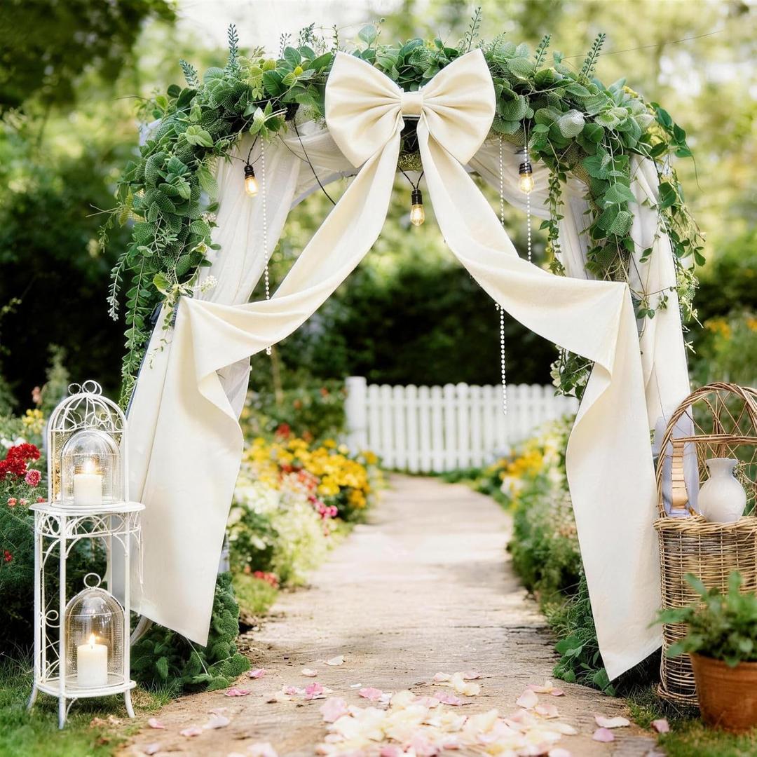 Extra Long Satin Ivory Bow for Coquette Room Decor,70x20 Inch Large Cream Bow Wall Decor for Valentine's Day Bachelorette Bridal Shower Wedding Birthday Christmas Decorations