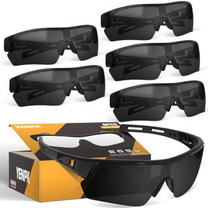 Tinted Safety Glasses for Men Women, Safety Goggles Impact Resistant, ANSI Z87.1+ UV400 Eye Protection, Anti Scratch (6pack-grey)