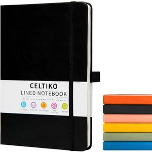 Blank Journal Notebook for Women & Men, 192 Pages College Blank Notebook for Writing Note Taking Work, 100 GSM Thick Paper Hardcover Leather Leather Sketchbook - Medium 8" x 5.7" (Dotted, Black)