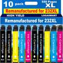 Remanufactured Ink Cartridges Replacement for Epson 232XL Ink Cartridges Combo Pack for 232 XL T232 XL for XP-4200 XP-4205 Workforce WF-2930 WF-2950 Printer 10pack