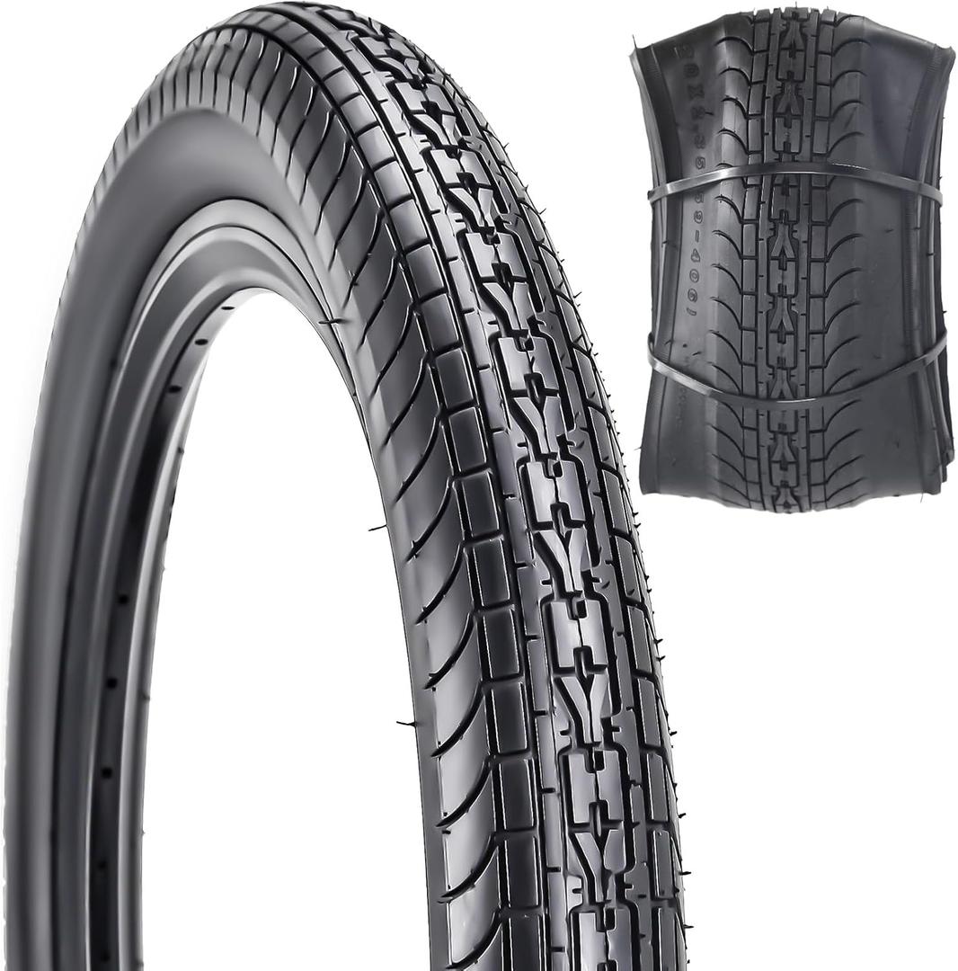 SIMEIQI 26x2.35 20x2.35 Inch Cruiser Beach Bike Tire Black White Wall or Brown Cream Wall Folding Replacement Bicycle Tire for Hybrid City Commuter Trail
