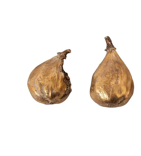 Creative Co-Op Resin Figs with Gold Finish (Set of 2 Pieces)
