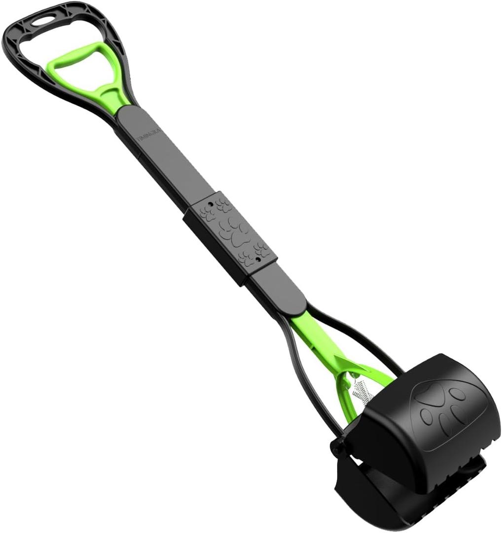 TIMINGILA Pooper Scooper 28" Long Handle Portable Pet Poop Scooper for Large and Small Dogs,High Strength Material and Durable Spring,Great for Lawns, Grass, Dirt, Gravel (Green)