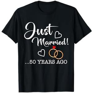 Just Married 50 Years Ago T Shirt Golden Anniversary T-Shirt 2XL