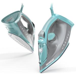 Steam Iron for Clothes, 1800W Cloth Iron with Ceramic Soleplate, Auto-Off, 20s Fast Heat-up,Burst of Steam, Self-Cleaning, 20.28oz Water Tank for Home Ironing