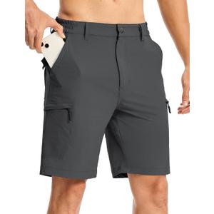 TBMPOY Men's Hiking Cargo Shorts 9" Lightweight Water Resistant Quick Dry Work Shorts 6 Pockets for Travel Camping Tactical (32, Dark Grey)