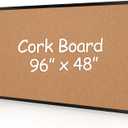Board2by Extra Large Cork Bulletin Board 96" X 48", Black Wood Framed 8'x4' Corkboard for Wall, Wall Mounted Notice Pin Board with 18 Push Pins for School, Home & Office