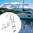 Pontoon Boat Ladder, Stainless Steel 3 Step Telescoping Boat Boarding Ladder with Wide Steps, Folding Boat Swim Ladder, Dock Ladder with Hand Railings Heavy Duty