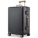 22 inch carry on luggage suitcase Hard Shell Carry On Luggage Airline Approved Lightweight Luggage with USB Port Hardside Suitcase with Cup Holder TSA Lock with USB with 8 Double Spinner Wheels, Black