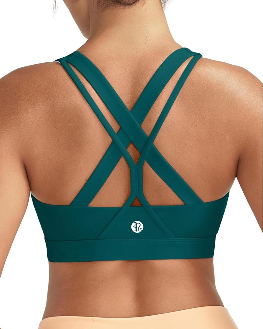 RUNNING GIRL Sports Bras for Women,Seamless Strappy Sports Bra High Support Crisscross Back with Removable Pads M