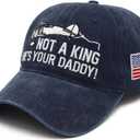 No a King Hat, Fathers Day Dad Gifts He's Your Daddy Embroidered Baseball Cap Patriotic 4th of July No Kings Hat (Blue)