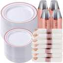 700 Piece Rose Gold Plastic Dinnerware Set for 100 Guests