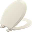 Bemis 500EC Durable Wood Toilet Seat with Easy Clean Hinges, Made in USA, Round, Biscuit