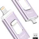 Gulloe 512GB Dual Interface Flash Drive for Phone Storage Photos Videos, Phone USB Backup External Photo Memory Stick - No App Required, Compatible with iPhone, iPad, Android & PC (Lavender Purple)