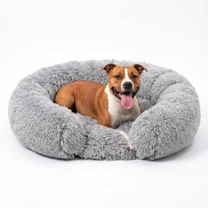Donut Dog Bed Washable - Comfortable Round Pet Bed for Dogs, Cuddler Anti-Anxiety Bed with Removable Machine Washable Cover (Light Grey, Large)