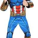 Marvel Captain America Official Youth Halloween Costume - Premium Quality Padded Jumpsuit with Plastic Mask, L