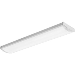 Lithonia Lighting 4 Foot LED Ceiling Light Fixture, 4 Ft LED Shop Light, Low Profile, Wide Housing Wraparound, Fixed 5000 Lumens, 4000K Cool White, Triac Dimming, 120V (FML4W 48 5000LM 840 TD)