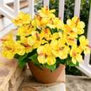 HyeFlora Artificial Flowers for Outdoors Faux Plants, 4 Bundles Hibiscus Fake Outdoor Flowers UV Resistant Realistic Tropical Silk Flower for Outside Planter Porch Patio Garden Window Home, Yellow