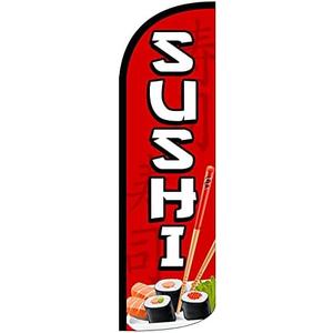 4 Less Co SUSHI - Windless Swooper Flag Feather Banner Sign 3x11.5 ft Tall (Flag Only) rq22